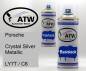Preview: Porsche, Crystal Silver Metallic, LY7T / C6: 400ml Sprühdose + 400ml Klarlack - Set, von ATW Autoteile West.